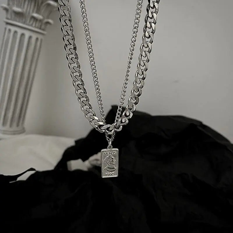 Double Layer Cuban Chain Necklace